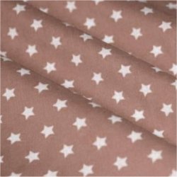 Tissu coton taupe / étoiles blanc 9 mm