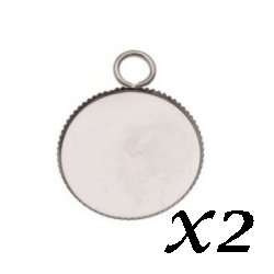 Support pendentif cabochon dentelé argenté
25 mm (Lot2)