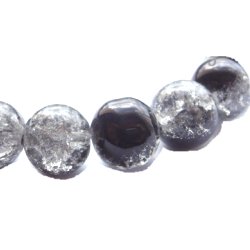 Perle craquelée verre/noire 10mm/trou 1.4 (lot8) noir
