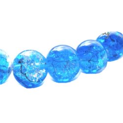 Perle craquelée verre/noire 10mm/trou 1.4 (lot8) bleu moyen