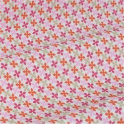 Tissu coton fleurs kebul rose orange