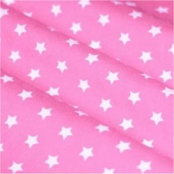 Tissu coton rose clair / étoiles blanc 9 mm