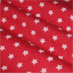 Tissu coton rouge / étoiles blanc 9 mm