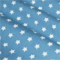Tissu coton bleu ciel / étoiles blanc 9 mm