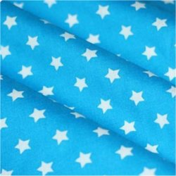 Tissu coton turquoise / étoiles blanc 9 mm