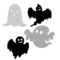 Appliqué Flex Halloween fantôme mini (lot4) / 5 cm