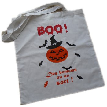 Sac Tote Bag Halloween thème Citrouille
