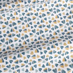 Tissu coton fleurs zantem bleu jaune