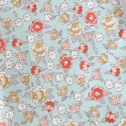 Tissu coton fleurs rose/bleu Style liberty