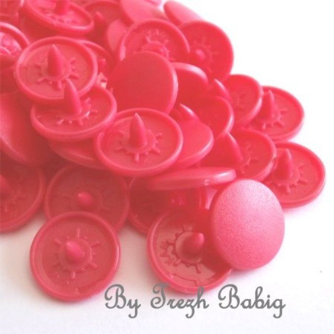 10 Jeux pressions Kam rondes T5 mat - B33 Rose bonbon