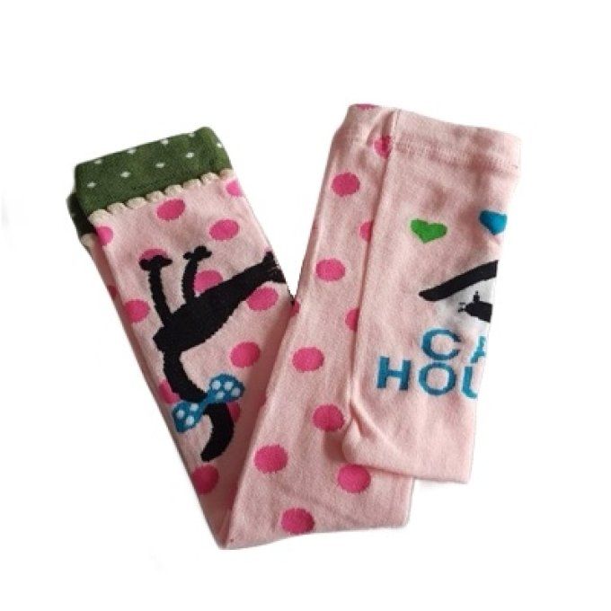 Collant bébé pied ouvert - Chat rose