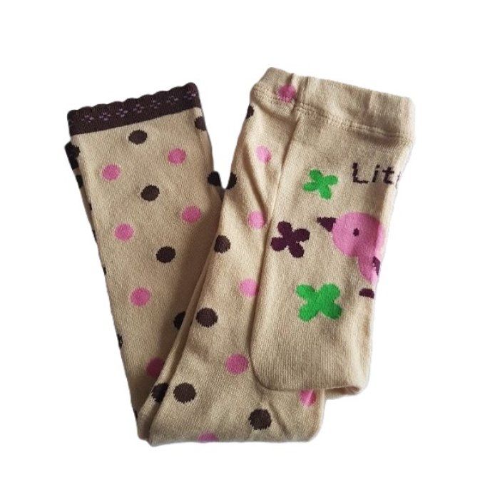 Collant bébé pied ouvert - Oiseau crème