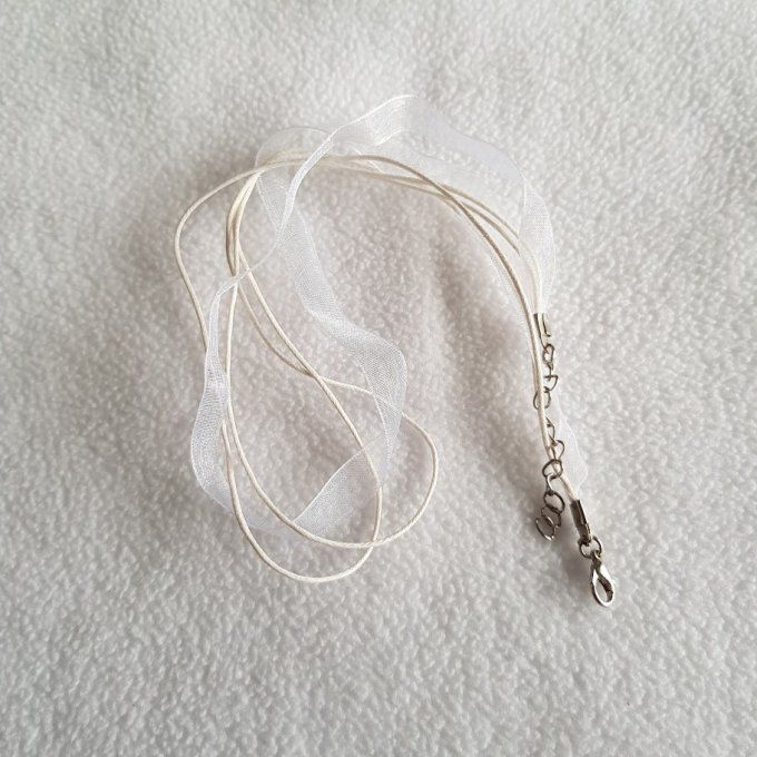 Collier cordon organza 43 cm - Blanc