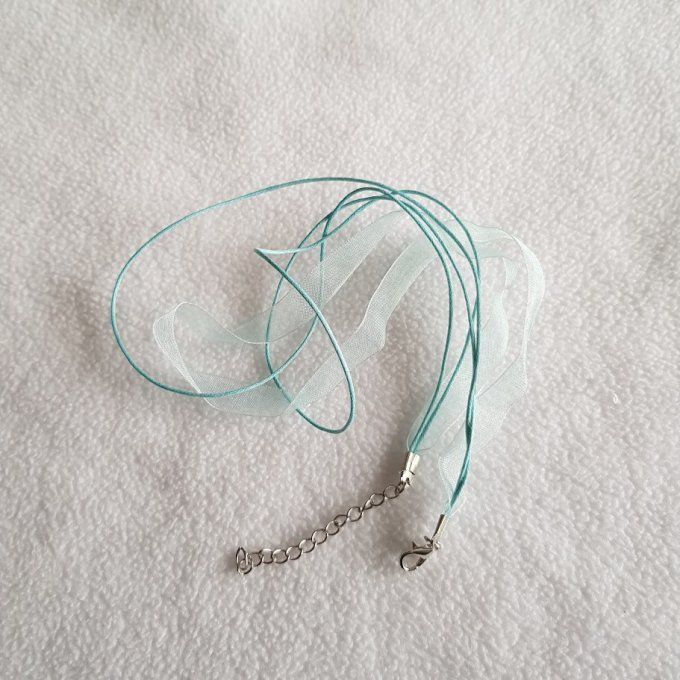 Collier cordon organza 43 cm - Bleu