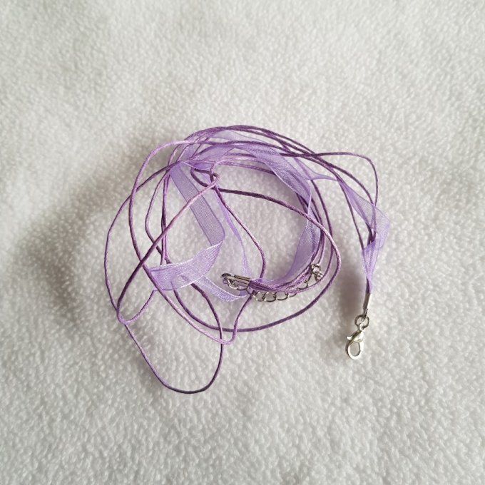 Collier cordon organza 43 cm - Mauve