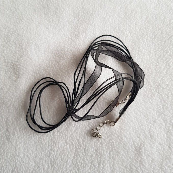 Collier cordon organza 43 cm - Noir