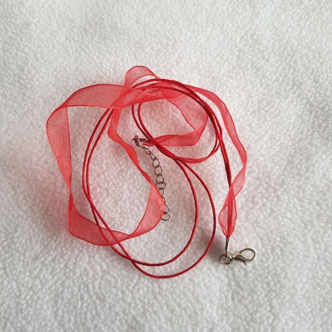 Collier cordon organza 43 cm - Rouge