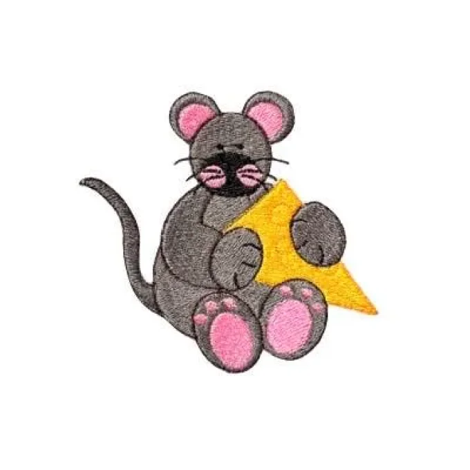 Appliqué broderie fil - Souris et son fromage