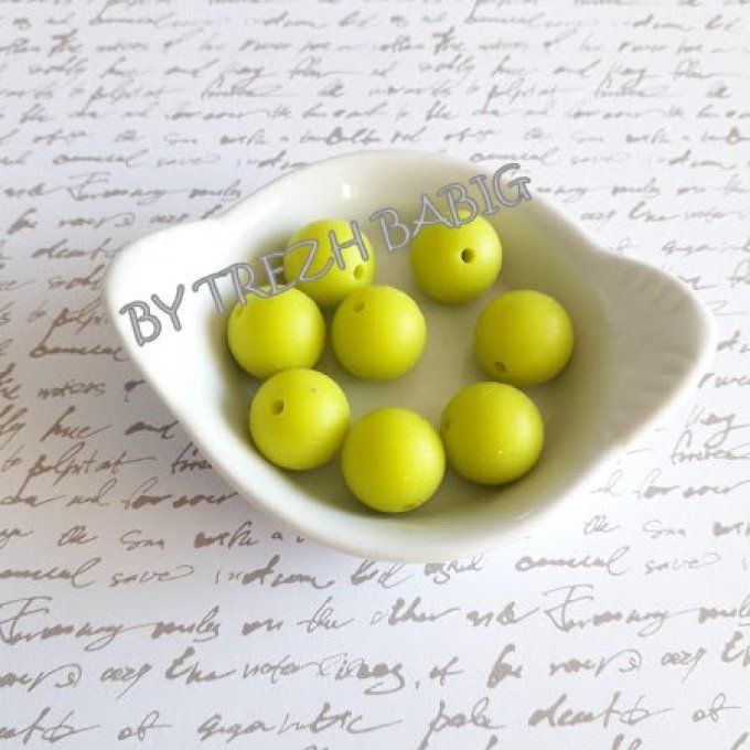 Perle silicone ronde 15 mm - Vert moss