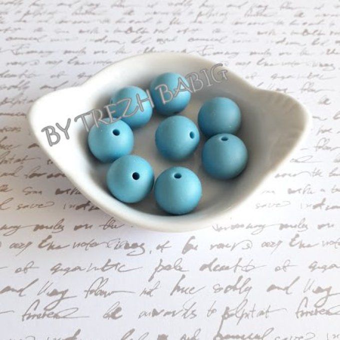 Perle silicone ronde 15 mm - Bleu Licorice