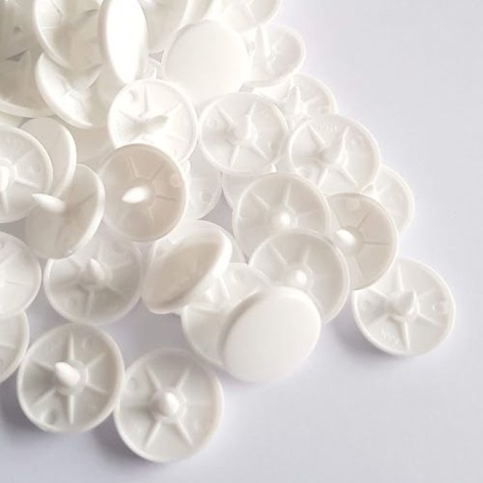 10 Jeux pressions Kam T8 rondes brillant - B3 - Blanc destockage