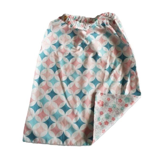 Serviette élastiquée bébé/enfant - Losange rose bleu